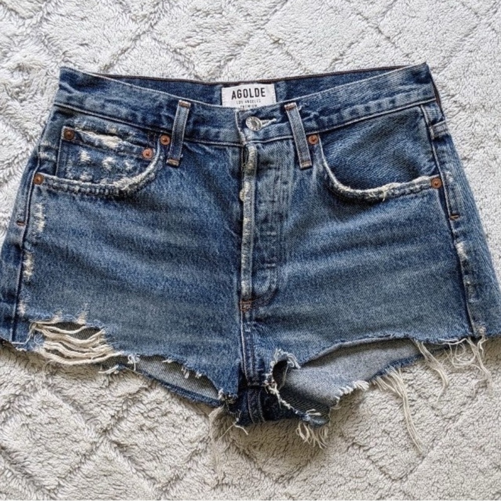 Agolde Parker Vintage Cut Off Short Women’s 25 Button Fly Raw Hem
